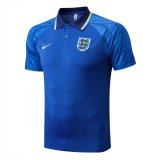 2022 England Blue Soccer Polo Jersey Mens