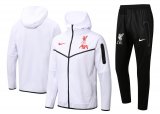 22/23 Liverpool Hoodie White Soccer Training Suit Jacket + Pants Mens