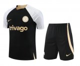 23/24 Chelsea Black Soccer Training Suit Jersey + Short Mens