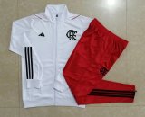 23/24 Flamengo White Soccer Training Suit Jacket + Pants Mens