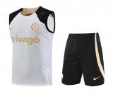 23/24 Chelsea White Soccer Training Suit Singlet + Short Mens