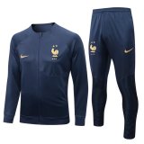 2022 France Royal II Soccer Training Suit Jacket + Pants Mens