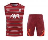 22/23 Liverpool Burgundy Soccer Training Suit Singlet + Short Mens