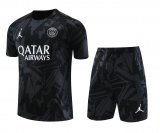 23/24 PSG x Jordan Black Soccer Training Suit Jersey + Short Mens