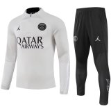 23/24 PSG Light Grey Soccer Training Suit Sweatshirt + Pants Mens