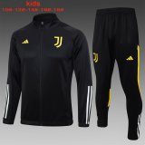 23/24 Juventus Black Soccer Training Suit Jacket + Pants Kids