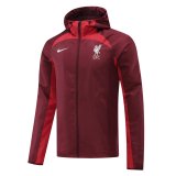 (Hoodie) 21/22 Liverpool Burgundy All Weather Windrunner Soccer Jacket Mens