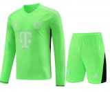 (Long Sleeve) 23/24 Bayern Munich Goalkeeper Green Soccer Jersey + Shorts Mens