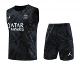 23/24 PSG x Jordan Black Soccer Training Suit Singlet + Short Mens
