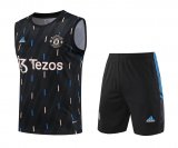 23/24 Manchester United Black Soccer Training Suit Singlet + Short Mens