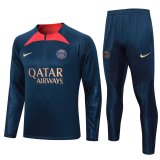 23/24 PSG Salvia Blue Soccer Training Suit Sweatshirt + Pants Mens