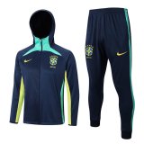 (Hoodie) 2023 Brazil Navy Soccer Training Suit Jacket + Pants Mens
