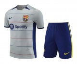 23/24 Barcelona Grey Soccer Training Suit Jersey + Short Mens