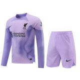 (Long Sleeve) 22/23 Liverpool Goalkeeper Purple Soccer Jersey + Shorts Mens