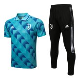 22/23 Juventus Blue Soccer Training Suit Polo + Pants Mens