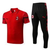 22/23 AC Milan Red Soccer Training Suit Polo + Pants Mens
