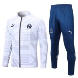22/23 Olympique Marseille White Soccer Training Suit Jacket + Pants Mens