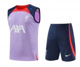 23/24 Liverpool Light Purple Soccer Training Suit Singlet + Short Mens