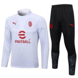23/24 AC Milan White Pattern Soccer Training Suit Sweatshirt + Pants Mens