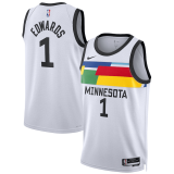 (Anthony Edwards #1) 22/23 Minnesota Timberwolves White Swingman Jersey - City Mens