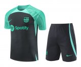 23/24 Barcelona Black - Green Soccer Training Suit Jersey + Short Mens