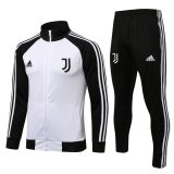 21/22 Juventus White - Black Soccer Training Suit Jacket + Pants Mens