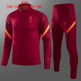 21/22 Liverpool Maroon Half Zip Soccer Training Suit Kids