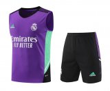 23/24 Real Madrid Purple Soccer Training Suit Singlet + Short Mens