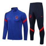 21/22 Atletico Madrid Blue Soccer Training Suit Jacket + Pants Mens