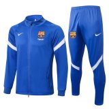 21/22 Barcelona Sharp Blue Soccer Training Suit Jacket + Pants Mens