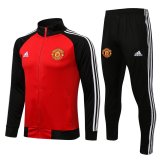 21/22 Manchester United Red - Black Soccer Training Suit Jacket + Pants Mens