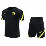 21/22 Chelsea Black Soccer Training Suit Jersey + Short Mens