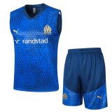23/24 Olympique Marseille Blue Soccer Training Suit Singlet + Short Mens