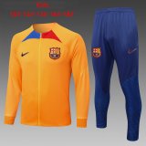 22/23 Barcelona Orange Soccer Training Suit Jacket + Pants Kids
