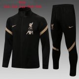21/22 Liverpool Black Gold Soccer Training Suit Jacket + Pants Kids