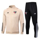 23/24 Sao Paulo FC Beige Soccer Training Suit Jacket + Pants Mens