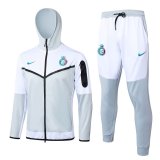 (Hoodie) 23/24 Riyadh Al-Nassr Light Grey Soccer Training Suit Jacket + Pants Mens