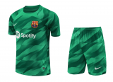 23/24 Barcelona Goalkeeper Green Soccer Jersey + Shorts Mens