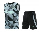 23/24 Chelsea Grey Soccer Training Suit Singlet + Short Mens