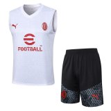 23/24 AC Milan White Soccer Training Suit Singlet + Short Mens