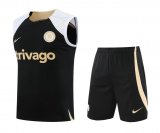 23/24 Chelsea Black Soccer Training Suit Singlet + Short Mens