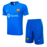 23/24 Barcelona Blue Soccer Training Suit Jersey + Short Mens