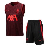 21/22 Liverpool Burgundy 3D Soccer Training Suit Singlet + Short Mens