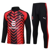 23/24 AC Milan Red - Black Soccer Training Suit Sweatshirt + Pants Mens