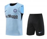 23/24 Inter Milan Light Blue Soccer Training Suit Singlet + Short Mens