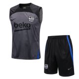 21/22 Barcelona Grey Soccer Training Suit Singlet + Short Mens