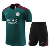 24/25 PSG Dark Green Soccer Training Suit Jersey + Short Mens