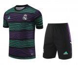 23/24 Real Madrid Green - Purple Soccer Training Suit Jersey + Short Mens