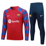23/24 Barcelona Red Soccer Training Suit Sweatshirt + Pants Mens