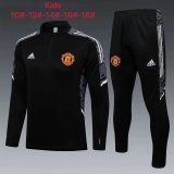 21/22 Manchester United Black - White Soccer Training Suit Kids